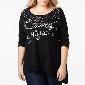 Style & Co. Script/Snowflake Asymmetric Tunic 0X